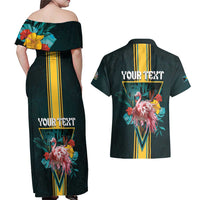 Personalized The Bahamas Couples Matching Off Shoulder Maxi Dress and Hawaiian Shirt The Flamingo Tropical Flowers - Wonder Print Shop