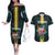 Personalized The Bahamas Couples Matching Off The Shoulder Long Sleeve Dress and Hawaiian Shirt The Flamingo Tropical Flowers - Wonder Print Shop