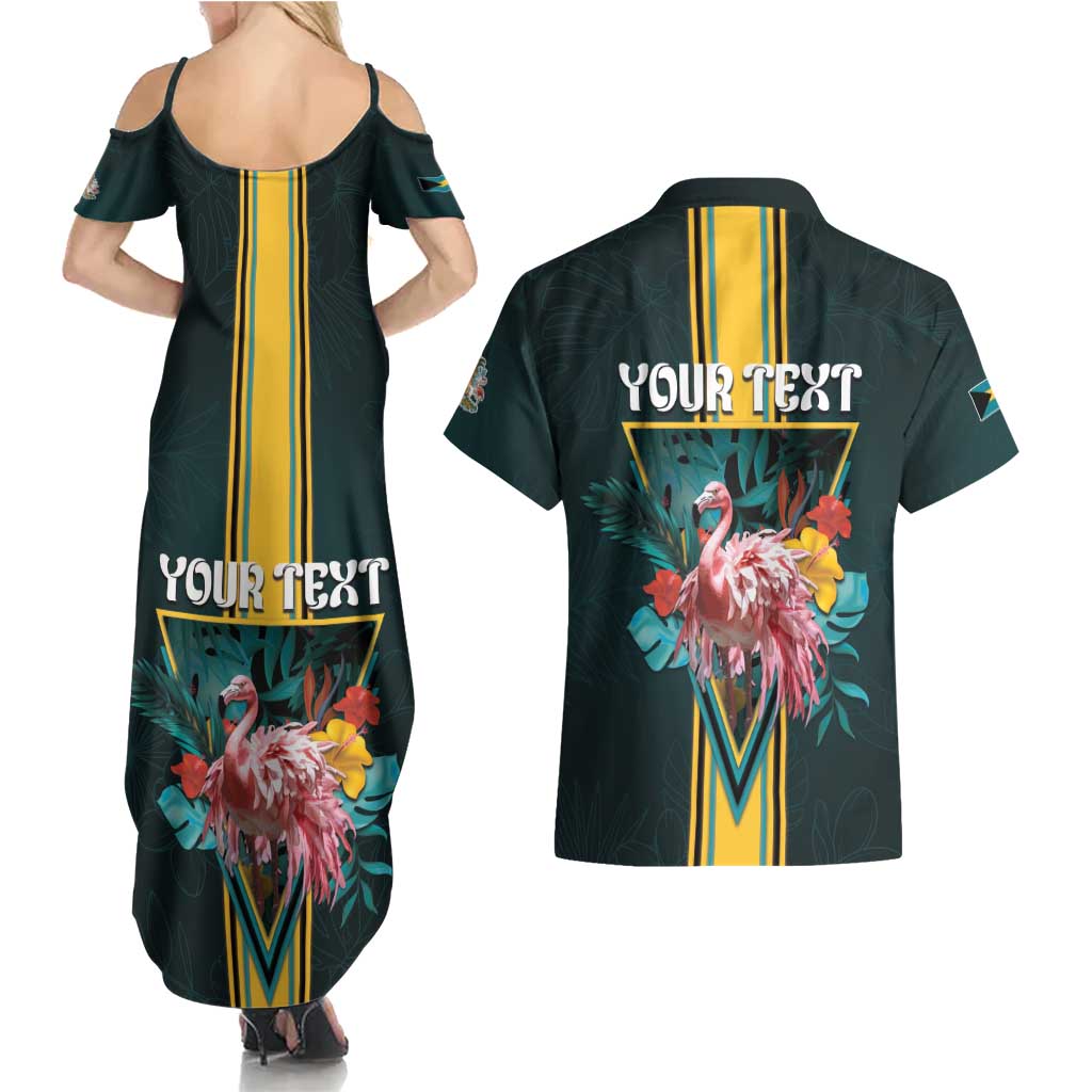 Personalized The Bahamas Couples Matching Summer Maxi Dress and Hawaiian Shirt The Flamingo Tropical Flowers - Wonder Print Shop