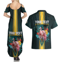 Personalized The Bahamas Couples Matching Summer Maxi Dress and Hawaiian Shirt The Flamingo Tropical Flowers - Wonder Print Shop