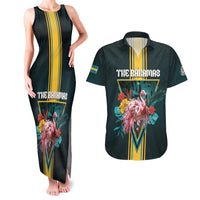 Personalized The Bahamas Couples Matching Tank Maxi Dress and Hawaiian Shirt The Flamingo Tropical Flowers - Wonder Print Shop
