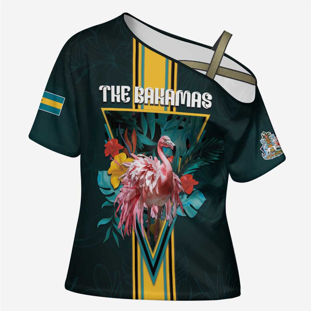 Personalized The Bahamas Cross Shoulder Shirt The Flamingo Tropical Flowers - Wonder Print Shop