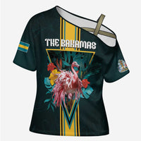 Personalized The Bahamas Cross Shoulder Shirt The Flamingo Tropical Flowers - Wonder Print Shop