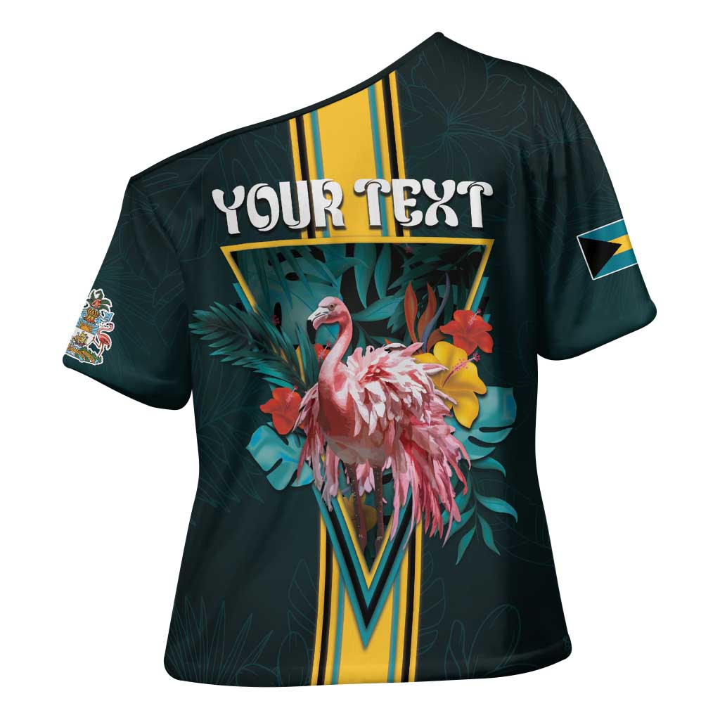 Personalized The Bahamas Cross Shoulder Shirt The Flamingo Tropical Flowers - Wonder Print Shop