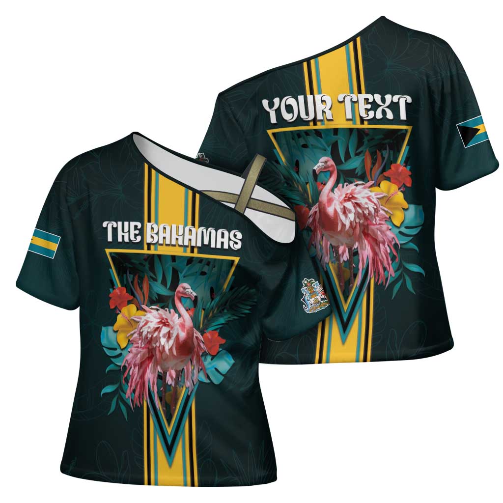 Personalized The Bahamas Cross Shoulder Shirt The Flamingo Tropical Flowers - Wonder Print Shop