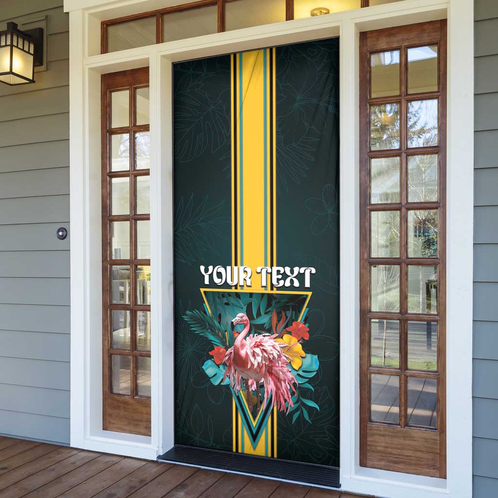 Personalized The Bahamas Door Cover The Flamingo Tropical Flowers - Wonder Print Shop