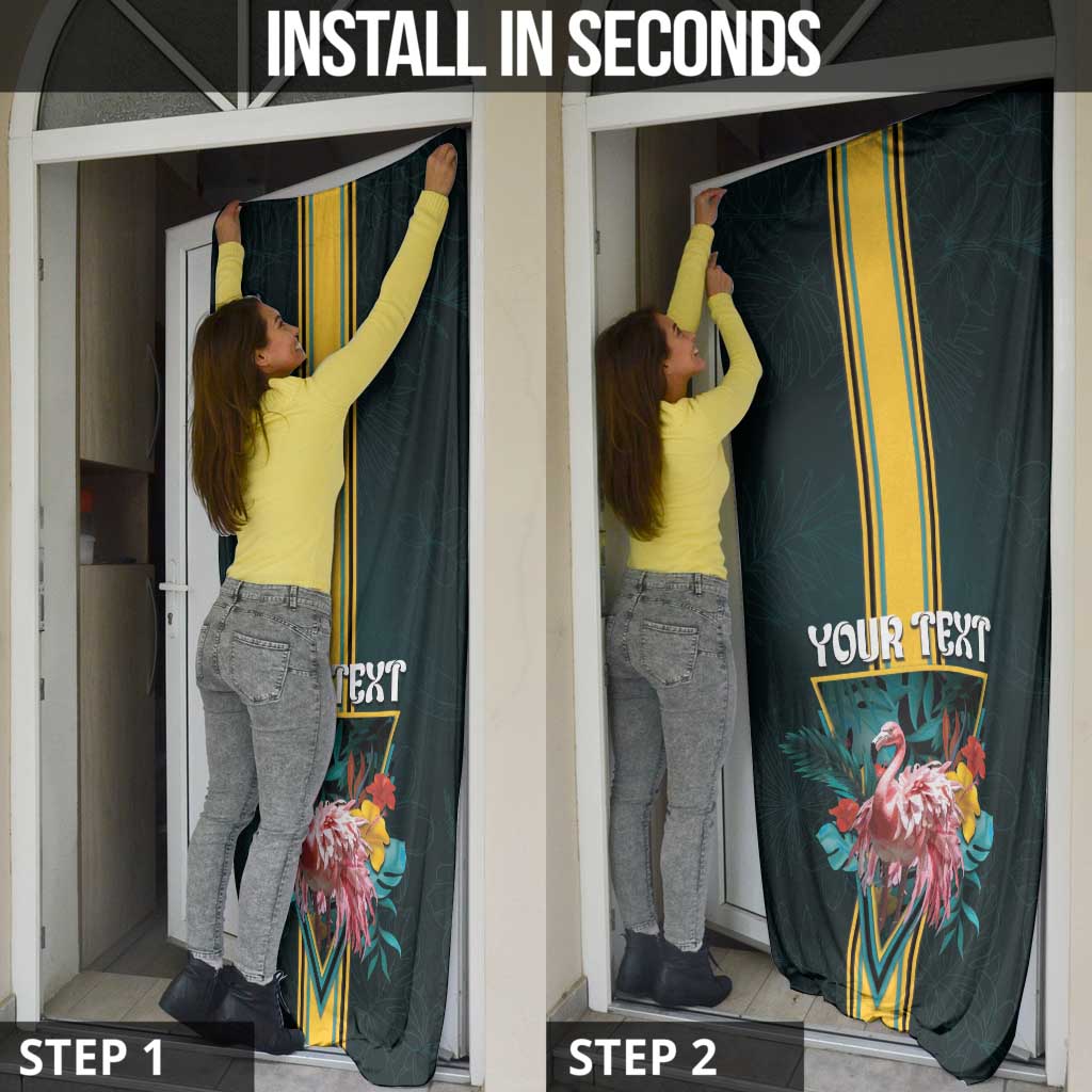 Personalized The Bahamas Door Cover The Flamingo Tropical Flowers - Wonder Print Shop