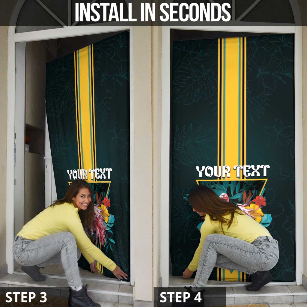 Personalized The Bahamas Door Cover The Flamingo Tropical Flowers - Wonder Print Shop