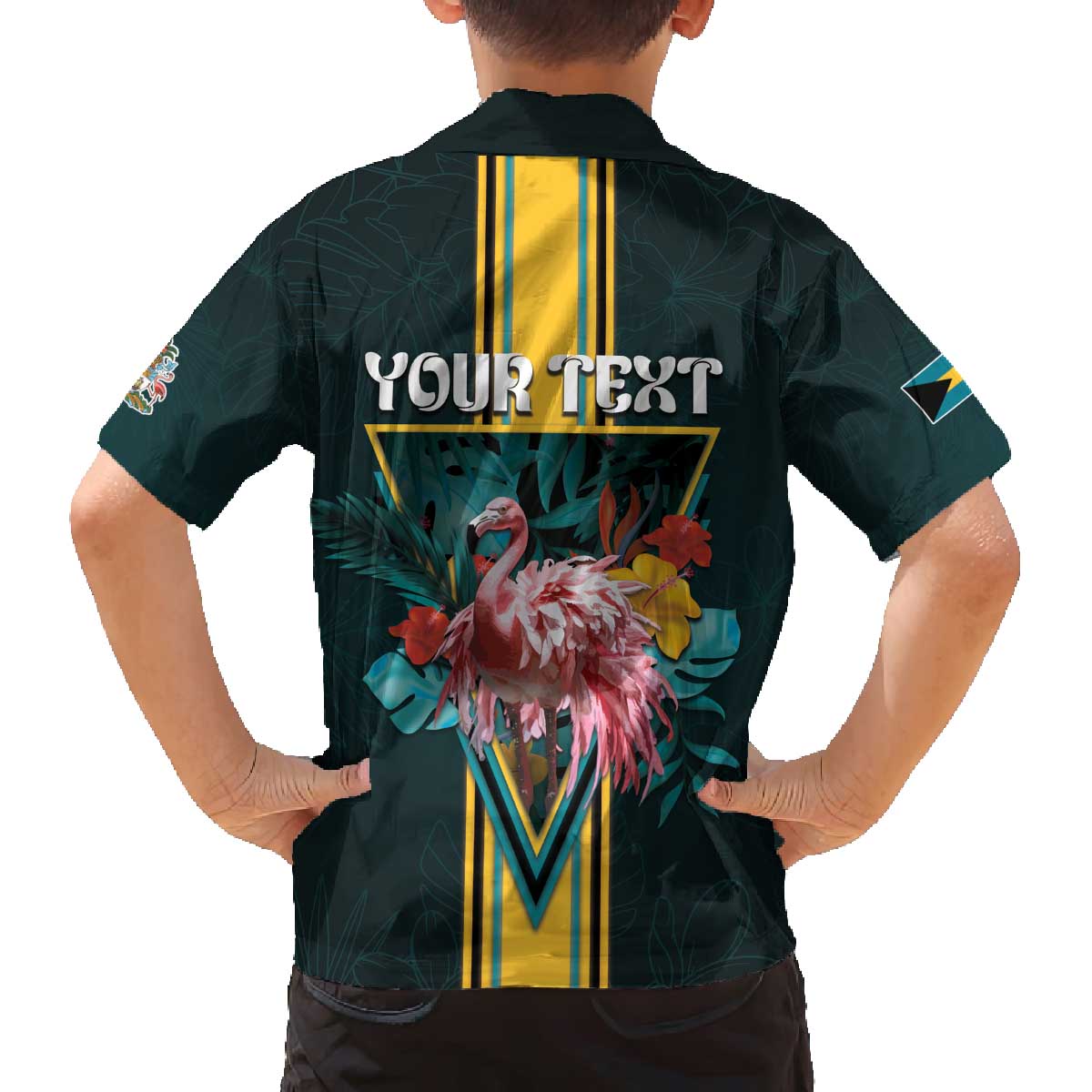 Personalized The Bahamas Family Matching Off The Shoulder Long Sleeve Dress and Hawaiian Shirt The Flamingo Tropical Flowers - Wonder Print Shop