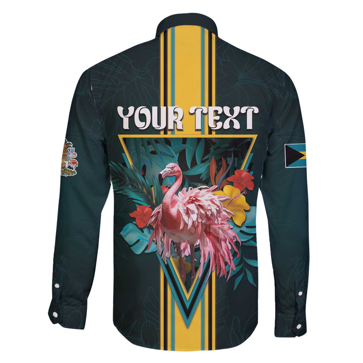 Personalized The Bahamas Family Matching Off The Shoulder Long Sleeve Dress and Hawaiian Shirt The Flamingo Tropical Flowers - Wonder Print Shop