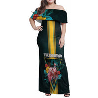 Personalized The Bahamas Family Matching Off Shoulder Maxi Dress and Hawaiian Shirt The Flamingo Tropical Flowers - Wonder Print Shop