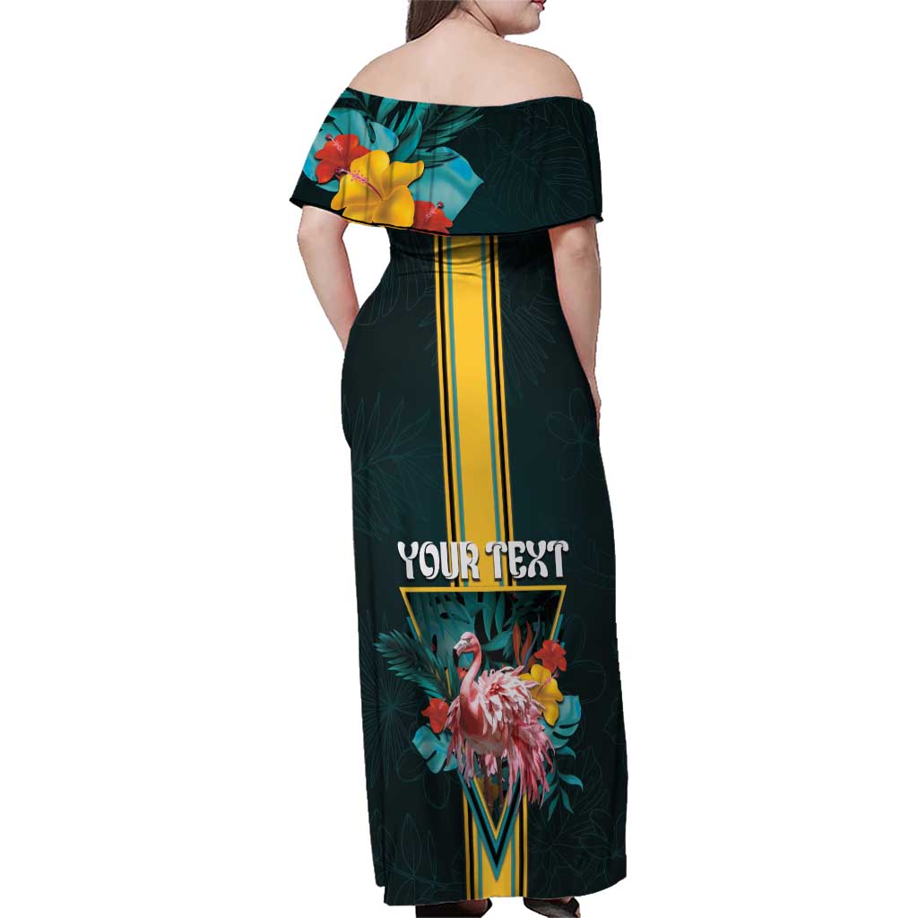 Personalized The Bahamas Family Matching Off Shoulder Maxi Dress and Hawaiian Shirt The Flamingo Tropical Flowers - Wonder Print Shop