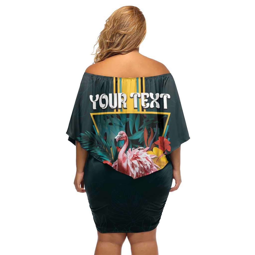 Personalized The Bahamas Family Matching Off Shoulder Short Dress and Hawaiian Shirt The Flamingo Tropical Flowers - Wonder Print Shop