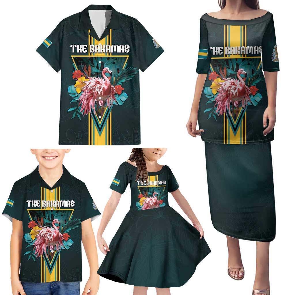 Personalized The Bahamas Family Matching Puletasi and Hawaiian Shirt The Flamingo Tropical Flowers - Wonder Print Shop