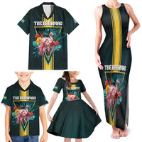 Personalized The Bahamas Family Matching Tank Maxi Dress and Hawaiian Shirt The Flamingo Tropical Flowers - Wonder Print Shop