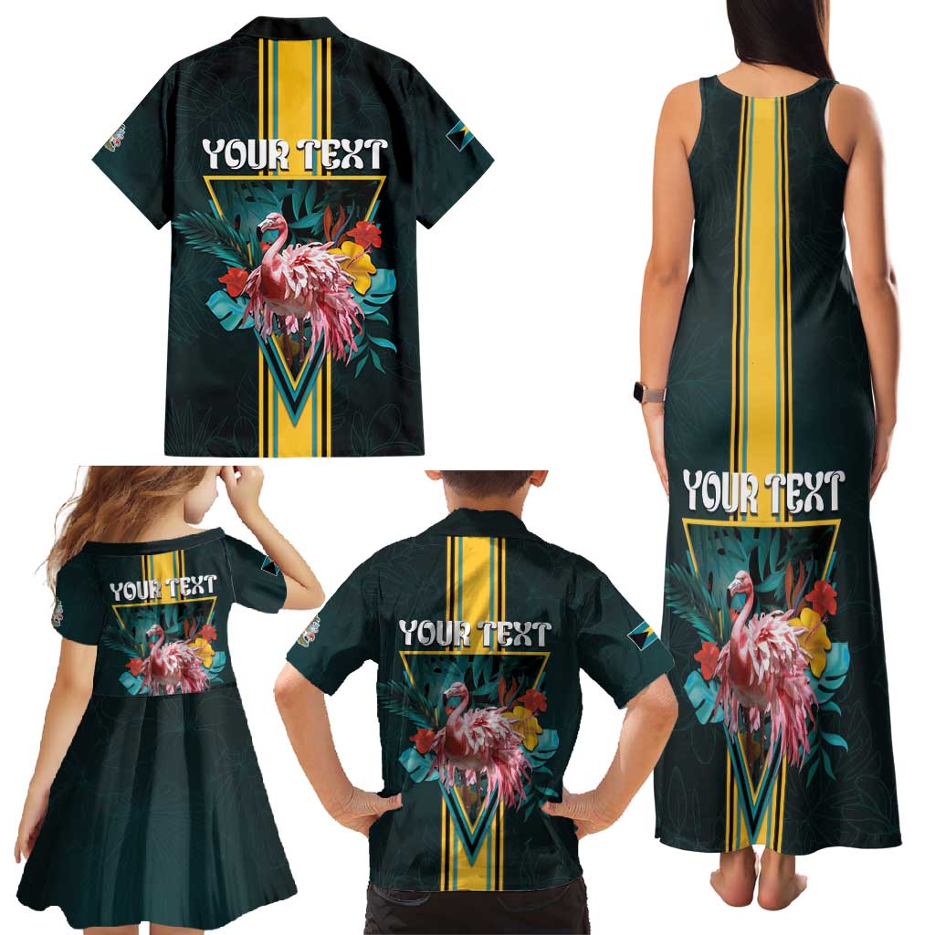 Personalized The Bahamas Family Matching Tank Maxi Dress and Hawaiian Shirt The Flamingo Tropical Flowers - Wonder Print Shop