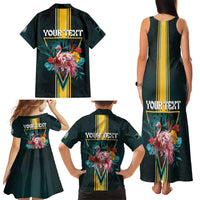 Personalized The Bahamas Family Matching Tank Maxi Dress and Hawaiian Shirt The Flamingo Tropical Flowers - Wonder Print Shop