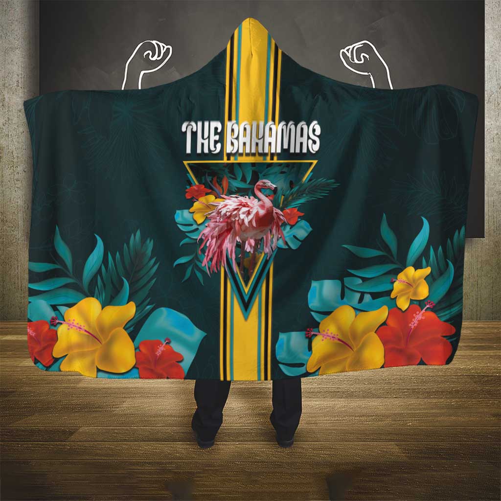 The Bahamas Hooded Blanket The Flamingo Tropical Flowers - Wonder Print Shop