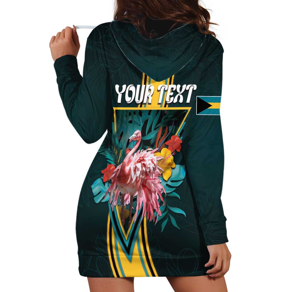 Personalized The Bahamas Hoodie Dress The Flamingo Tropical Flowers - Wonder Print Shop