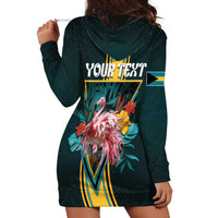 Personalized The Bahamas Hoodie Dress The Flamingo Tropical Flowers - Wonder Print Shop