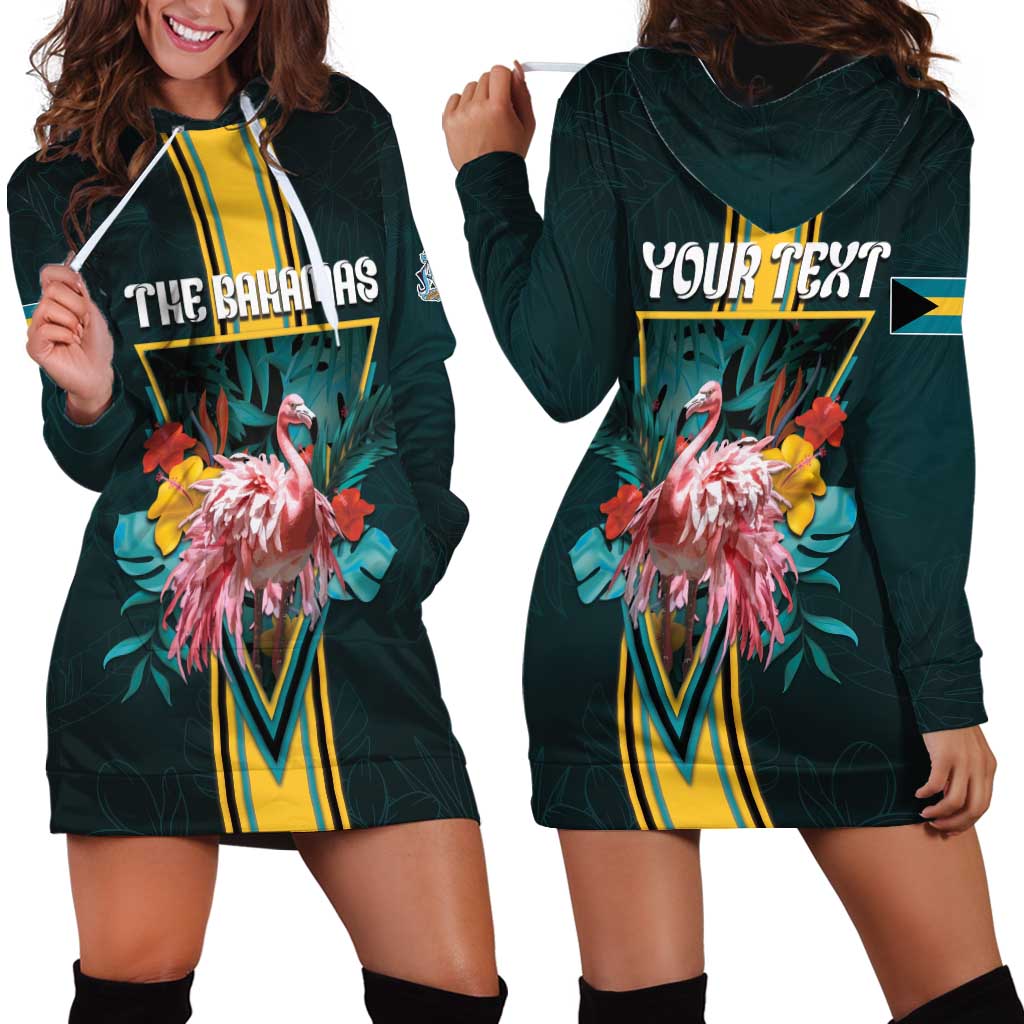 Personalized The Bahamas Hoodie Dress The Flamingo Tropical Flowers - Wonder Print Shop