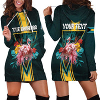 Personalized The Bahamas Hoodie Dress The Flamingo Tropical Flowers - Wonder Print Shop
