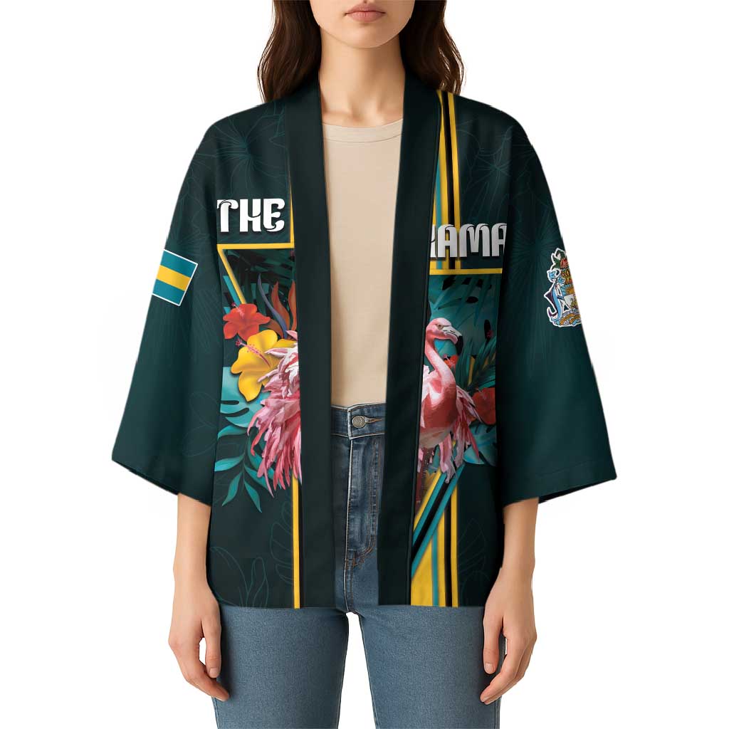 Personalized The Bahamas Kimono The Flamingo Tropical Flowers - Wonder Print Shop