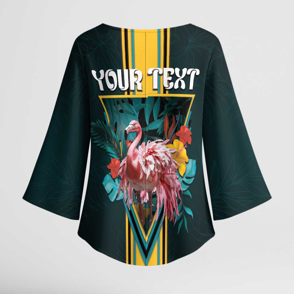 Personalized The Bahamas Kimono Sleeve Blouse The Flamingo Tropical Flowers - Wonder Print Shop