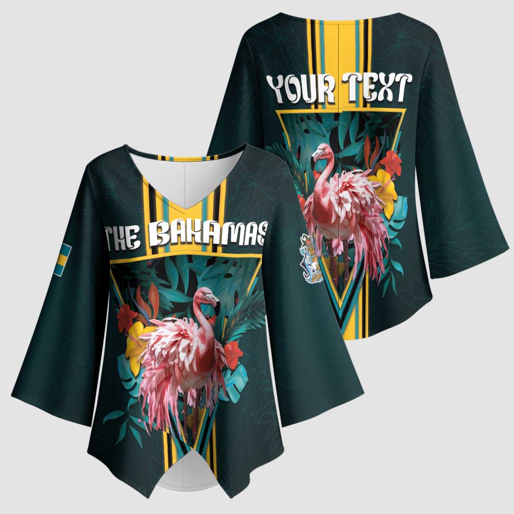 Personalized The Bahamas Kimono Sleeve Blouse The Flamingo Tropical Flowers - Wonder Print Shop