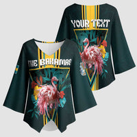 Personalized The Bahamas Kimono Sleeve Blouse The Flamingo Tropical Flowers - Wonder Print Shop