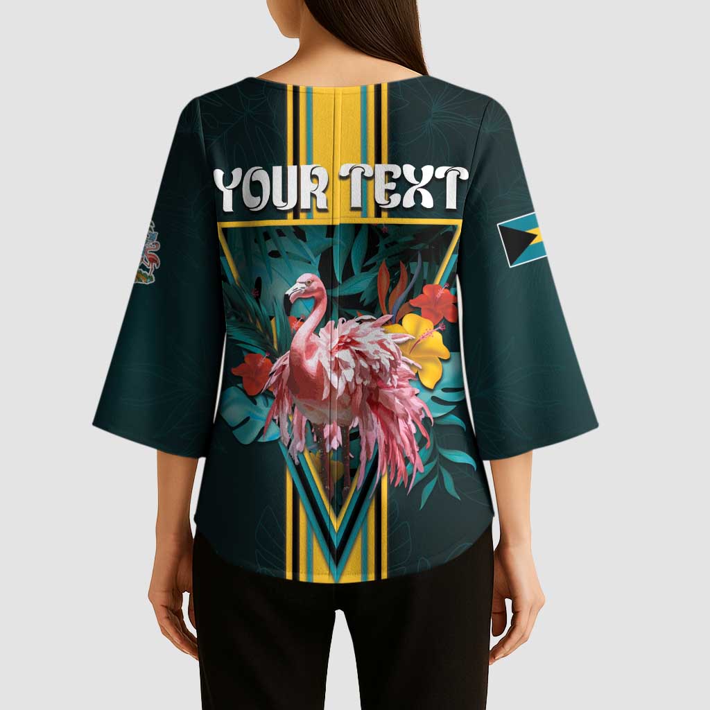 Personalized The Bahamas Kimono Sleeve Blouse The Flamingo Tropical Flowers - Wonder Print Shop