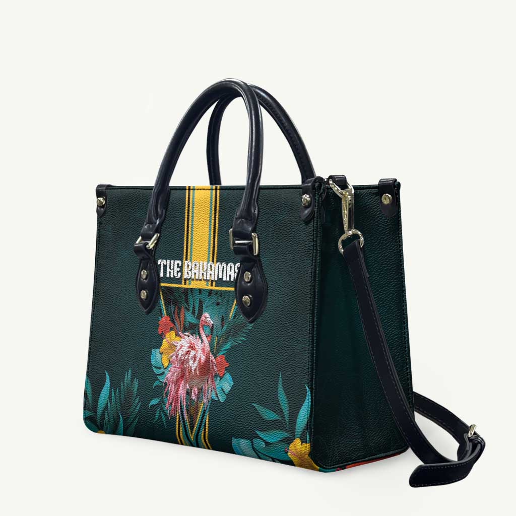 The Bahamas Leather Bag The Flamingo Tropical Flowers - Wonder Print Shop