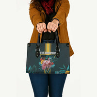 The Bahamas Leather Bag The Flamingo Tropical Flowers - Wonder Print Shop