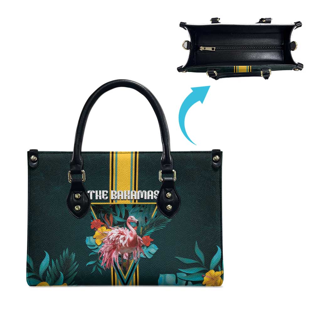 The Bahamas Leather Bag The Flamingo Tropical Flowers - Wonder Print Shop