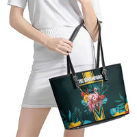 The Bahamas Leather Tote Bag The Flamingo Tropical Flowers - Wonder Print Shop