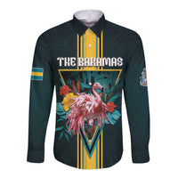 Personalized The Bahamas Long Sleeve Button Shirt The Flamingo Tropical Flowers - Wonder Print Shop