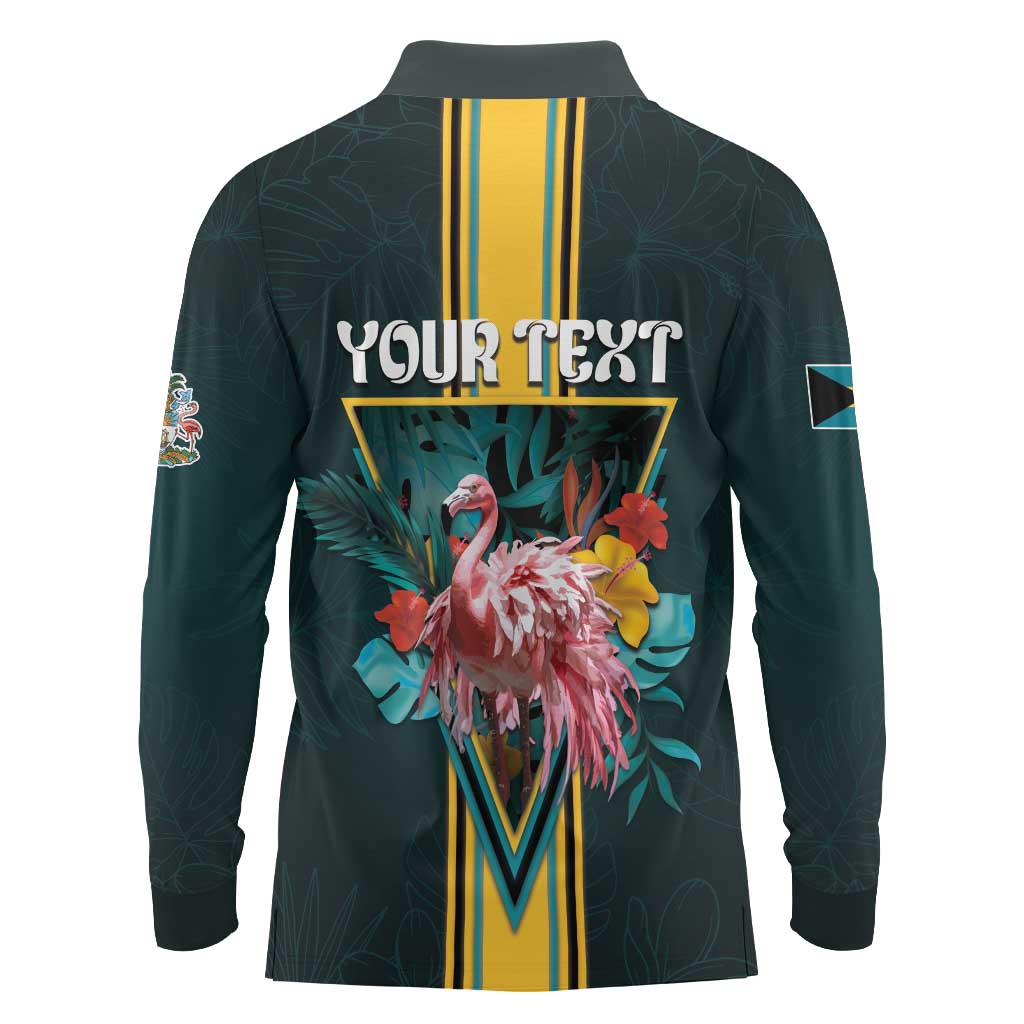 Personalized The Bahamas Long Sleeve Polo Shirt The Flamingo Tropical Flowers - Wonder Print Shop
