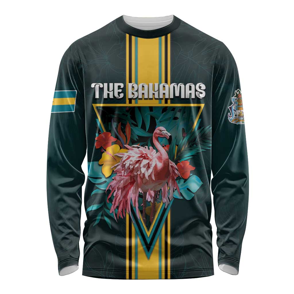 Personalized The Bahamas Long Sleeve Shirt The Flamingo Tropical Flowers - Wonder Print Shop