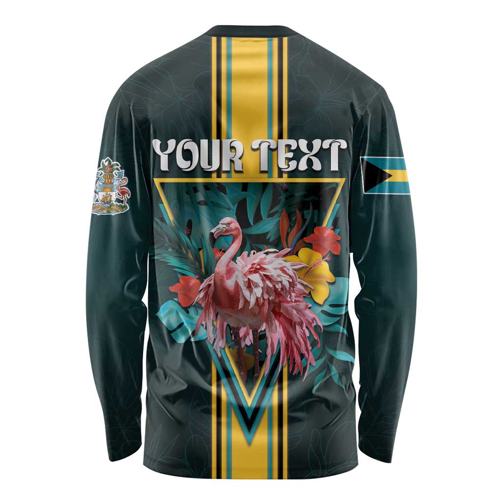 Personalized The Bahamas Long Sleeve Shirt The Flamingo Tropical Flowers - Wonder Print Shop