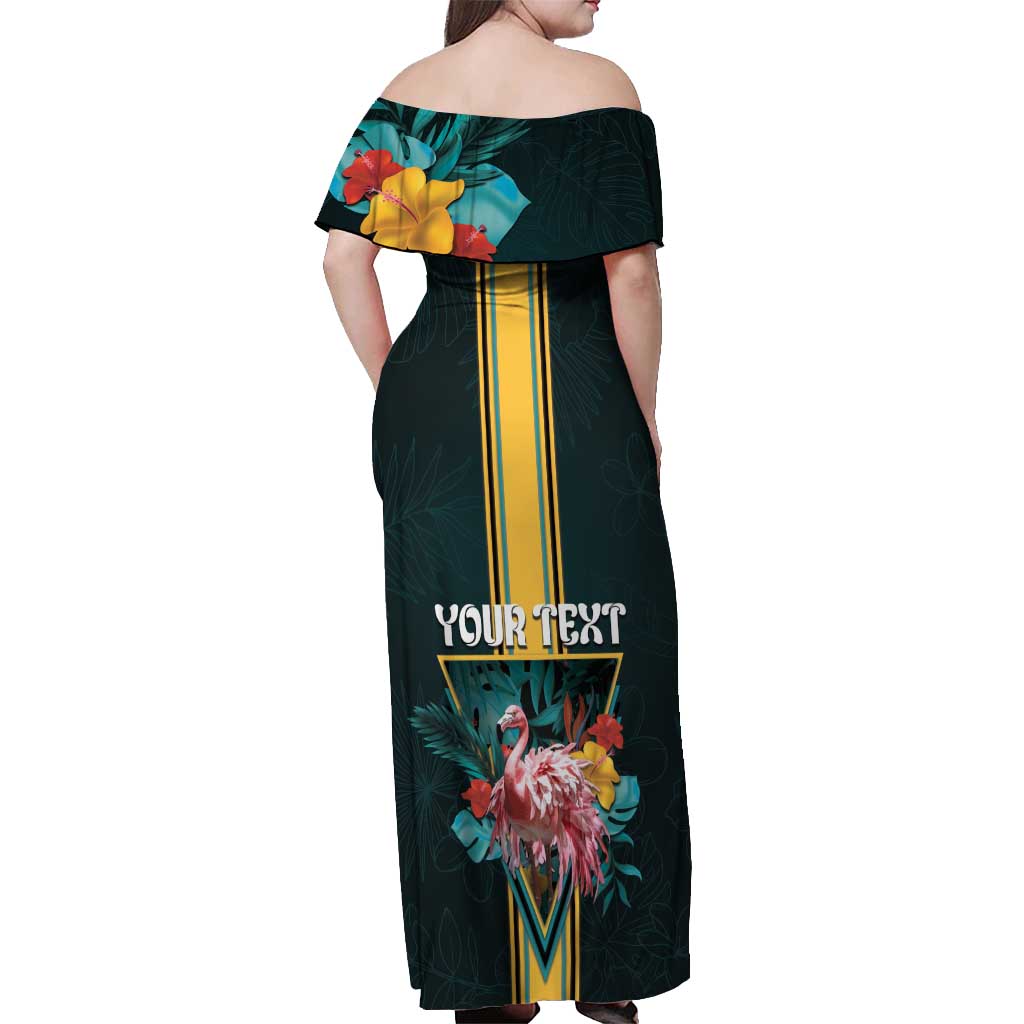 Personalized The Bahamas Off Shoulder Maxi Dress The Flamingo Tropical Flowers - Wonder Print Shop