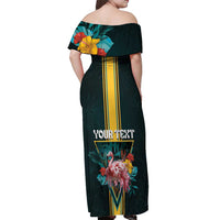 Personalized The Bahamas Off Shoulder Maxi Dress The Flamingo Tropical Flowers - Wonder Print Shop