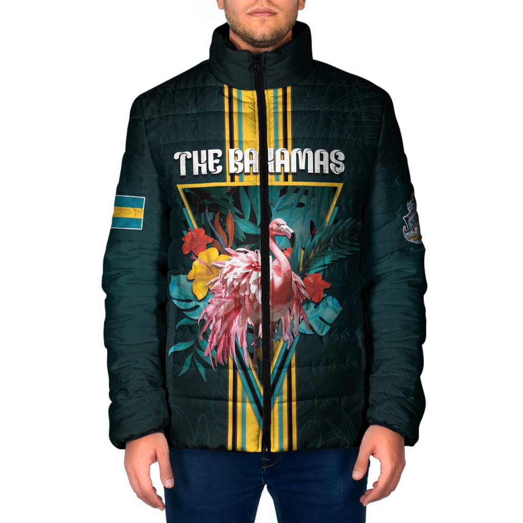 Personalized The Bahamas Padded Jacket The Flamingo Tropical Flowers - Wonder Print Shop