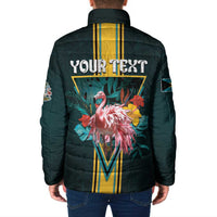 Personalized The Bahamas Padded Jacket The Flamingo Tropical Flowers - Wonder Print Shop