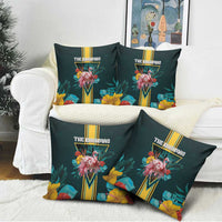 The Bahamas Pillow Cover The Flamingo Tropical Flowers - Wonder Print Shop