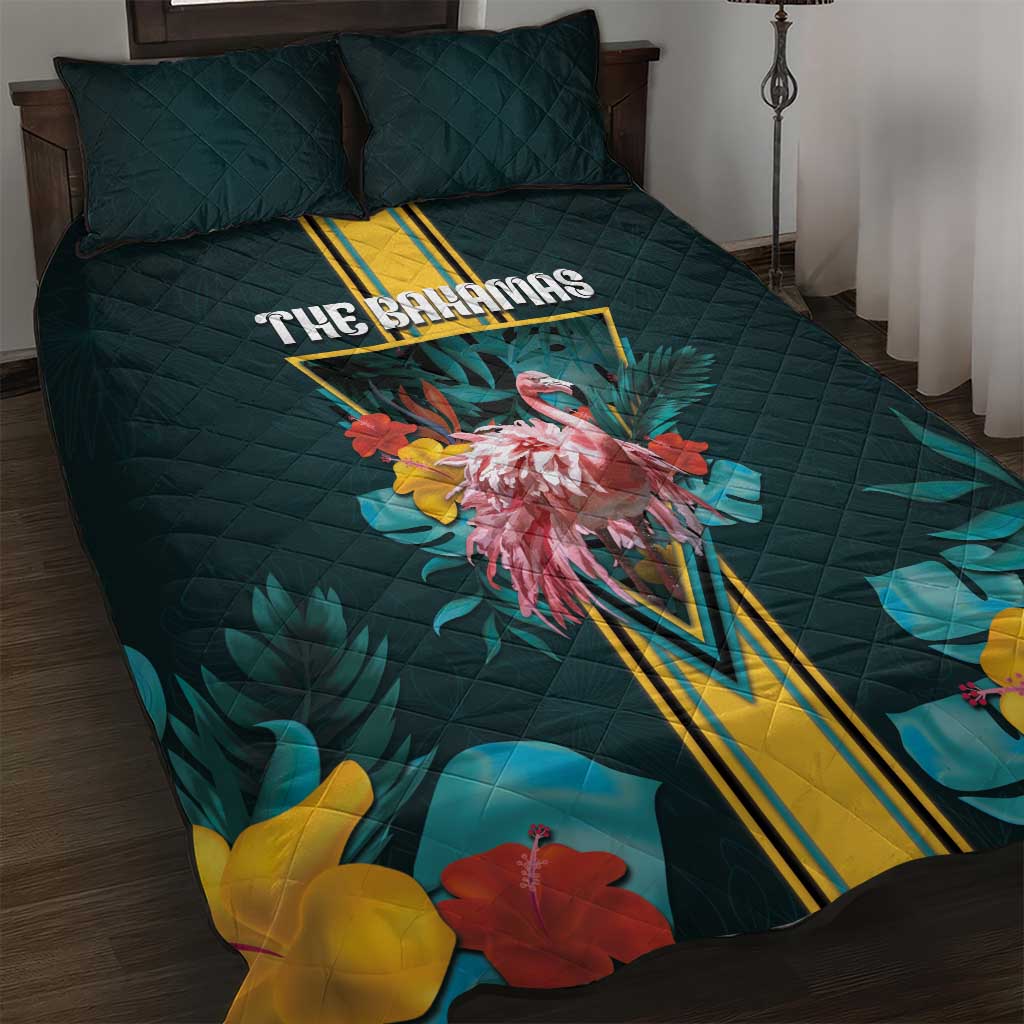 The Bahamas Quilt Bed Set The Flamingo Tropical Flowers - Wonder Print Shop