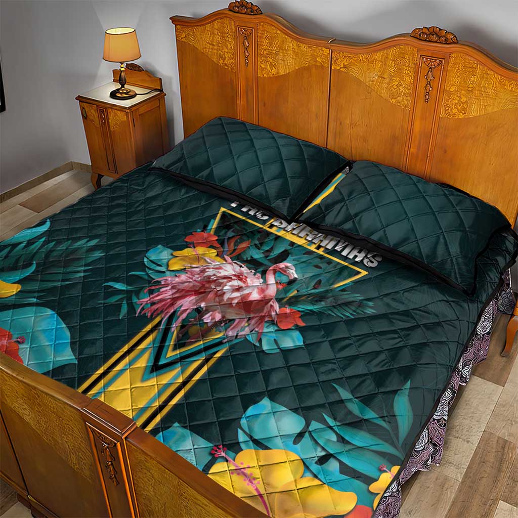 The Bahamas Quilt Bed Set The Flamingo Tropical Flowers - Wonder Print Shop