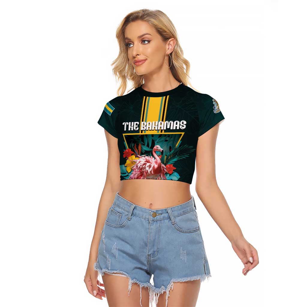 Personalized The Bahamas Raglan Cropped T Shirt The Flamingo Tropical Flowers - Wonder Print Shop