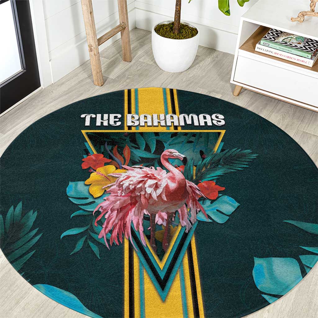 The Bahamas Round Carpet The Flamingo Tropical Flowers - Wonder Print Shop