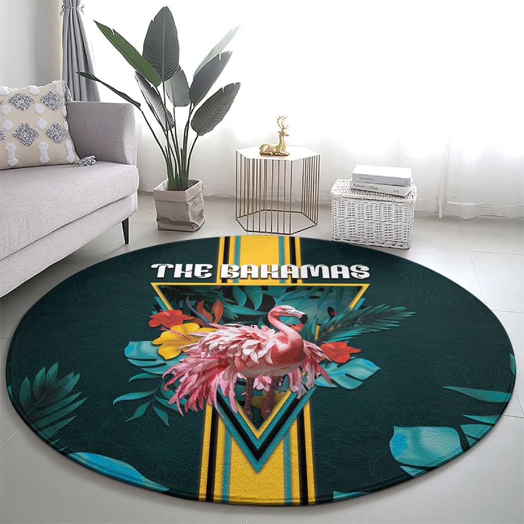 The Bahamas Round Carpet The Flamingo Tropical Flowers - Wonder Print Shop