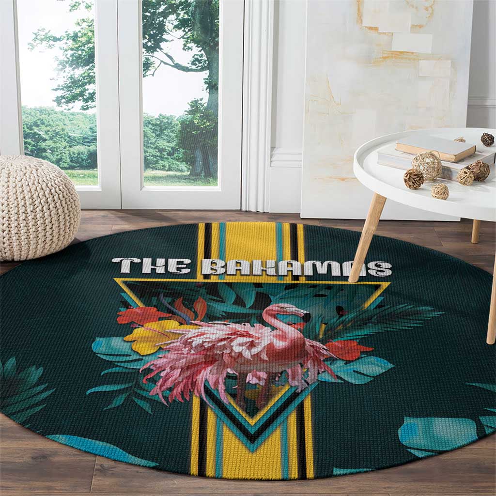 The Bahamas Round Carpet The Flamingo Tropical Flowers - Wonder Print Shop